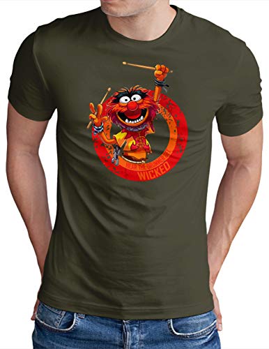 OM3® Wicked-Drummer T-Shirt | Herren | Drums Heavy Metal Rock Music | Oliv, M von OM3