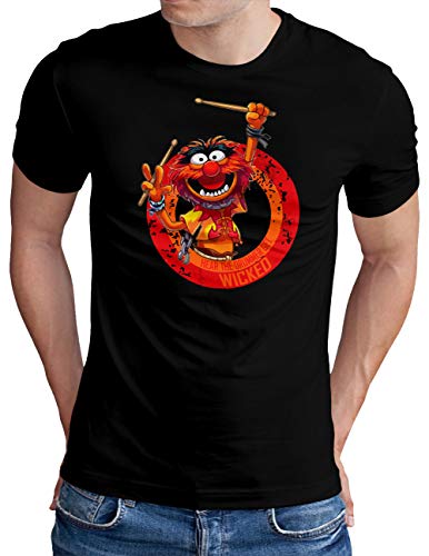 OM3® Wicked-Drummer T-Shirt - Herren - Drums Heavy Metal Rock Music - Schwarz, L von OM3