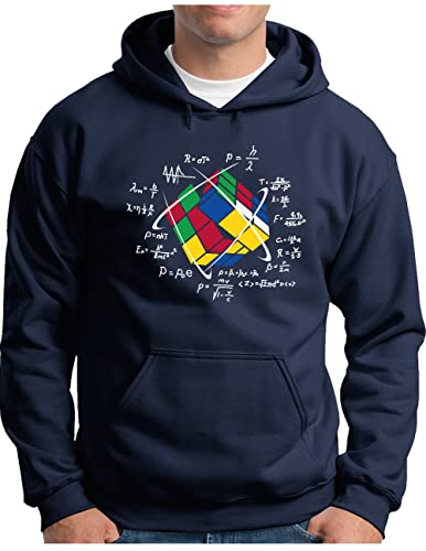 OM3® Würfel Puzzle Magic Cube Hoodie | Herren | Lösung Nerd Game Retro Vintage | Kapuzen-Pullover Navy, 3XL von OM3