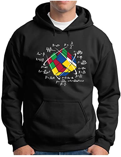 OM3® Würfel Puzzle Magic Cube Hoodie | Herren | Lösung Nerd Game Retro Vintage | Kapuzen-Pullover Schwarz, 4XL von OM3