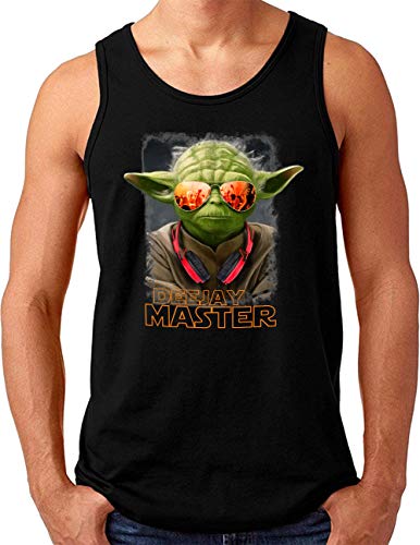 OM3® YODA Deejay Tank Top Shirt | Herren | Turntables Music Master DJ Party | Schwarz, M von OM3