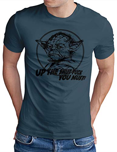 OM3® - YODA-Fuck - T-Shirt - Herren - Up The Shut Fuck You Must Film Fan Science Fiction - Denim, XL von OM3