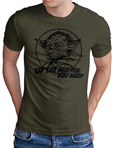 OM3® - YODA-Fuck - T-Shirt - Herren - Up The Shut Fuck You Must Film Fan Science Fiction - Oliv, XL von OM3