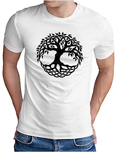 OM3® Yggdrasil-Tree-of-Life T-Shirt | Herren | Wikinger Baum des Lebens Symbol Norse Mythology | Weiß, 4XL von OM3