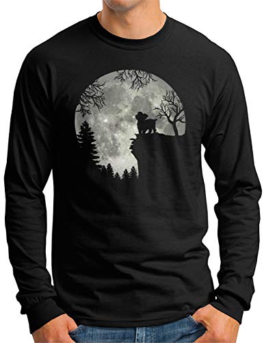OM3® Yorkshire Terrier Langarm Shirt | Herren | Full Moon Dog Yorkie | Schwarz, 4XL von OM3