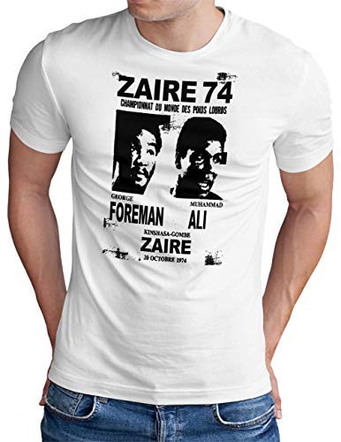 OM3® ZAIRE74 Foreman vs Ali T-Shirt | Herren | Rumble In The Jungle Heavyweight Boxing Fight | Weiß, 4XL von OM3