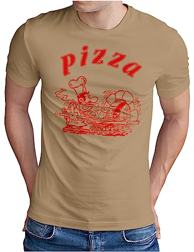 OM3® kultiges Pizzabäcker T-Shirt | Herren | Pizza Schachtel Motiv Italiano | Khaki, XL von OM3