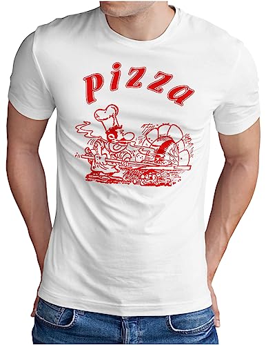 OM3® kultiges Pizzabäcker T-Shirt | Herren | Pizza Schachtel Motiv Italiano | Weiß, L von OM3