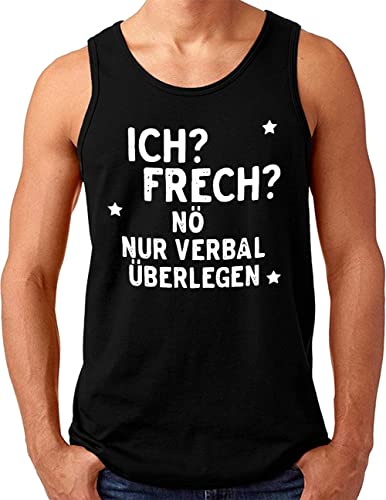 OM3® lustiges Tank Top Shirt mit Spruch - Ich? frech? Nö nur verbal überlegen | Herren | Freche Aussage Sarkasmus | Schwarz, 4XL von OM3