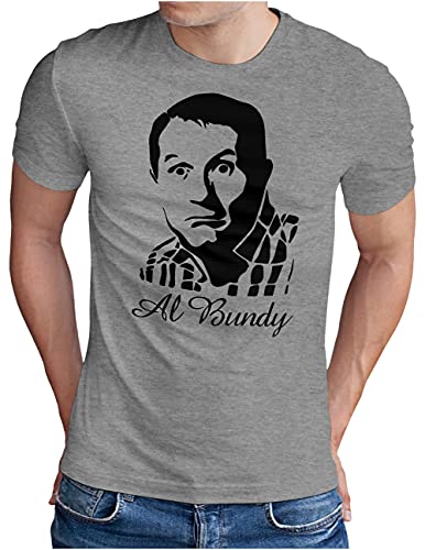 OM3® Al Bundy Face T-Shirt - Herren - 90's Kult TV Serie Sitcom - Grau Meliert, XXL von OM3