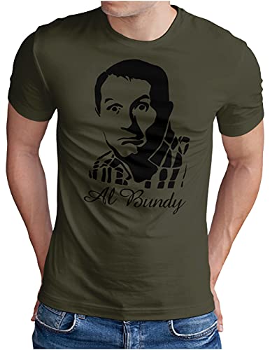 OM3® Al Bundy Face T-Shirt | Herren | 90's Kult TV Serie Sitcom | Oliv, XXL von OM3