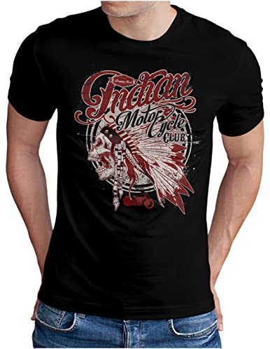 OM3® Indian-Motorcycle-Club T-Shirt | Herren | Skull Chopper Bike Motorbike | Schwarz, M von OM3