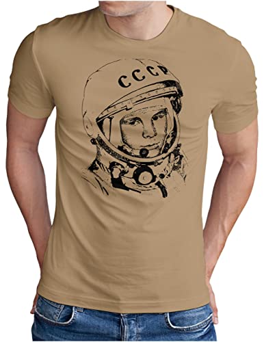 OM3® Juri Gagarin T-Shirt | Herren | Kosmonaut UDSSR 1962 Space Sojus Mond Mission | Khaki, L von OM3