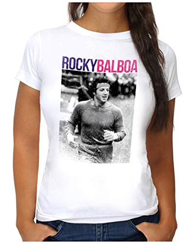 OM3 Retro Rocky Balboa T-Shirt - Damen - The Italian Stallion 70s 80s Kult Boxing Movie - M, Weiß von OM3