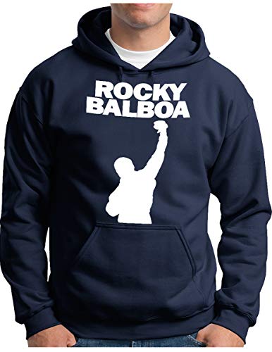 OM3 Rocky Balboa Hoodie - Herren - The Italian Stallion City 70s 80s Kult Boxing Movie - Kapuzen-Pullover Navy, M von OM3