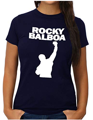 OM3 Rocky Balboa - T-Shirt - Damen - The Italian Stallion City 70s 80s Kult Boxing Movie - L, Navy von OM3