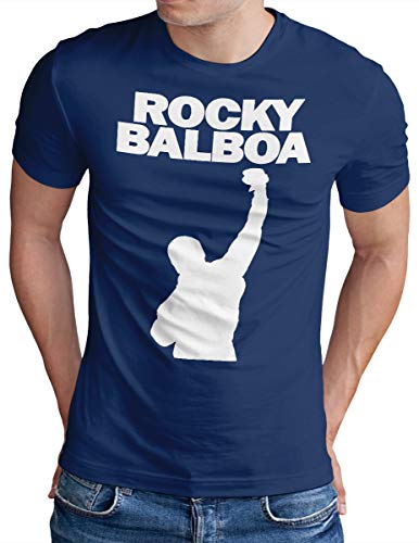 OM3 Rocky Balboa - T-Shirt - Herren - The Italian Stallion City 70s 80s Kult Boxing Movie - Royal Blau, XXL von OM3