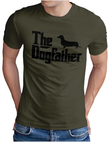 OM3® The-Dogfather T-Shirt - Herren - Mafia Dog The Godfather Parodie Dackel Fun - Oliv, XL von OM3