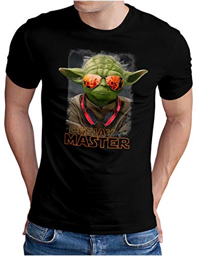 OM3® YODA Deejay T-Shirt | Herren | Turntables Music Master DJ | Schwarz, M von OM3