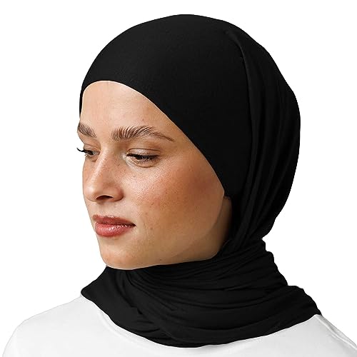 OMAIRA® Premium Hijab Jersey | Kopftuch/Schal für Damen Frauen Mädchen | weich & rutschfest, geeignet für jeden Anlass | Muslimische Kopfbedeckung Bekleidung | Schwarz von OMAIRA