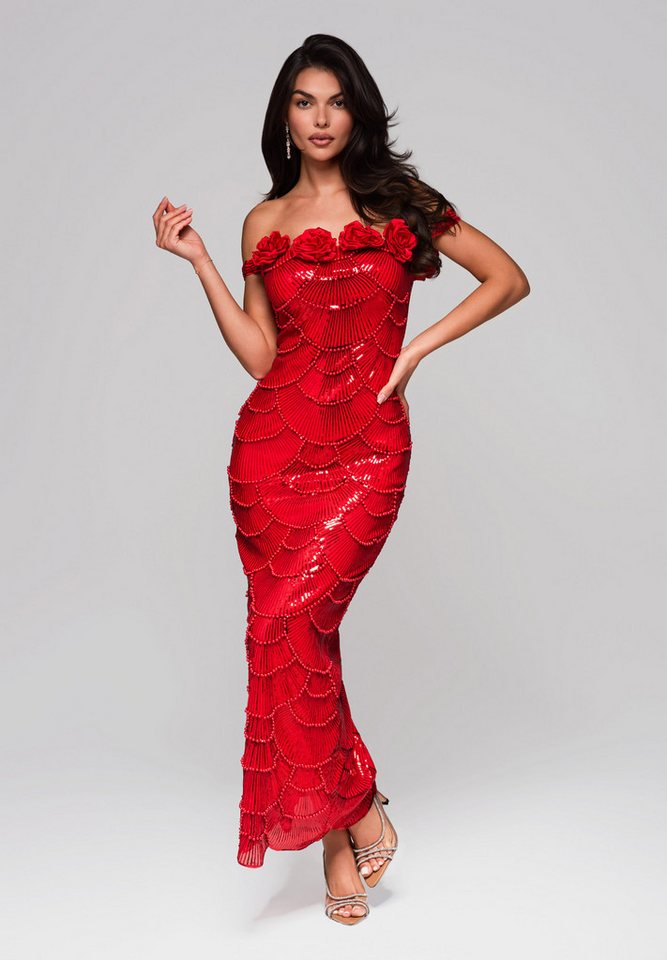 OMBRE Abendkleid Elegantes Abendkleid mit Federnbesatz von OMBRE