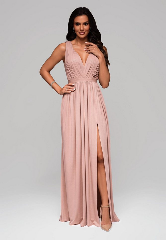 OMBRE Abendkleid Elegantes Maxi-Kleid mit tiefem Ausschnitt und Schlitz von OMBRE