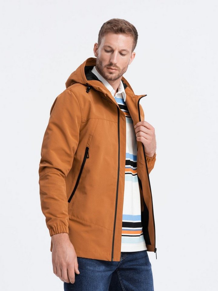 OMBRE Allwetterjacke Herren-Übergangsjacke mit Kapuze - camel V5 OM-JANP-22FW-005 L von OMBRE