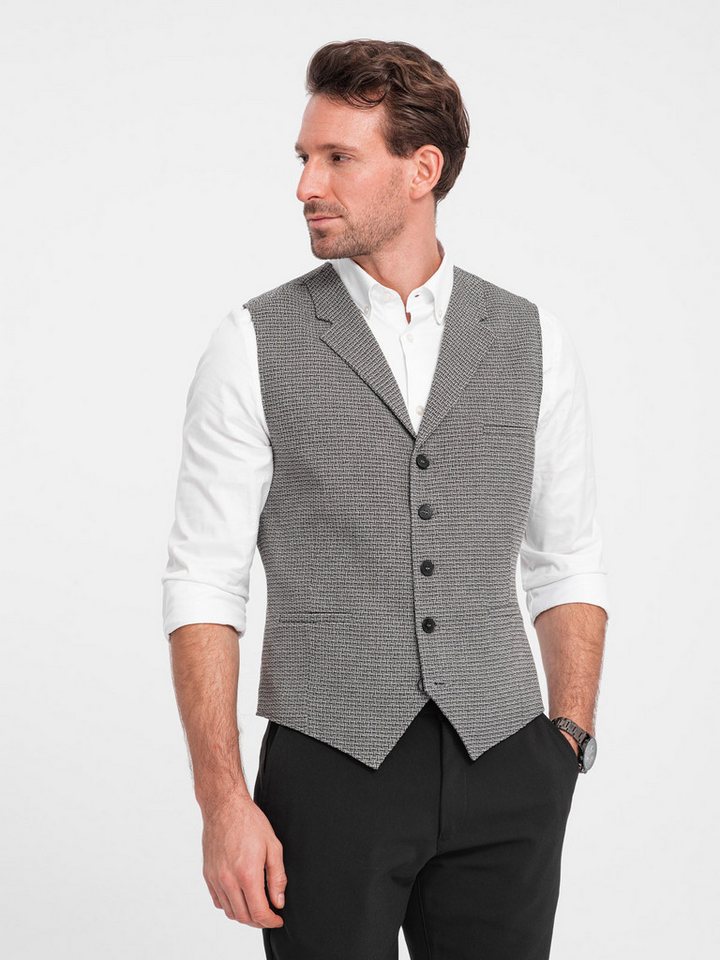 OMBRE Anzugweste Herren-Jacquard-Weste mit Aufschlägen - graphit von OMBRE
