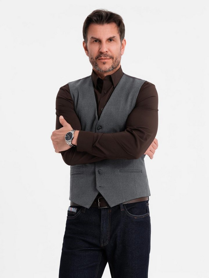 OMBRE Anzugweste Herren-Weste mit klassischem Detail und Futter von OMBRE