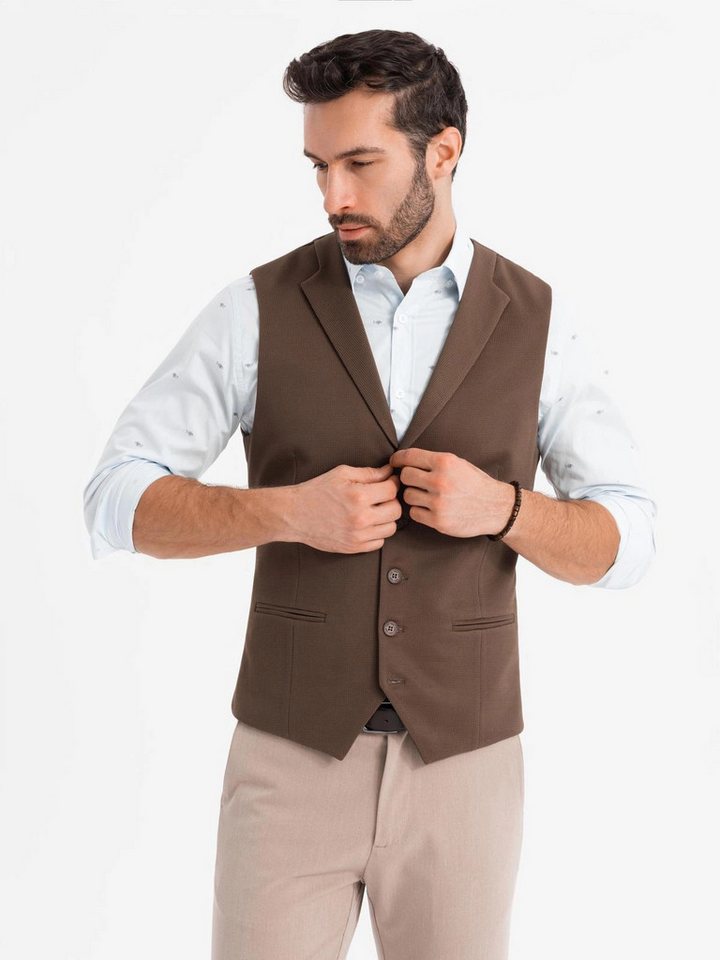 OMBRE Anzugweste Strukturierte Strickweste mit Revers für Herren von OMBRE