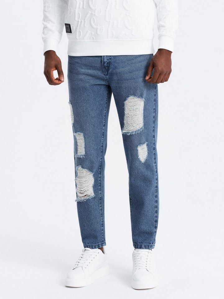 OMBRE Destroyed-Jeans Herren TAPERED FIT Denim-Hose von OMBRE