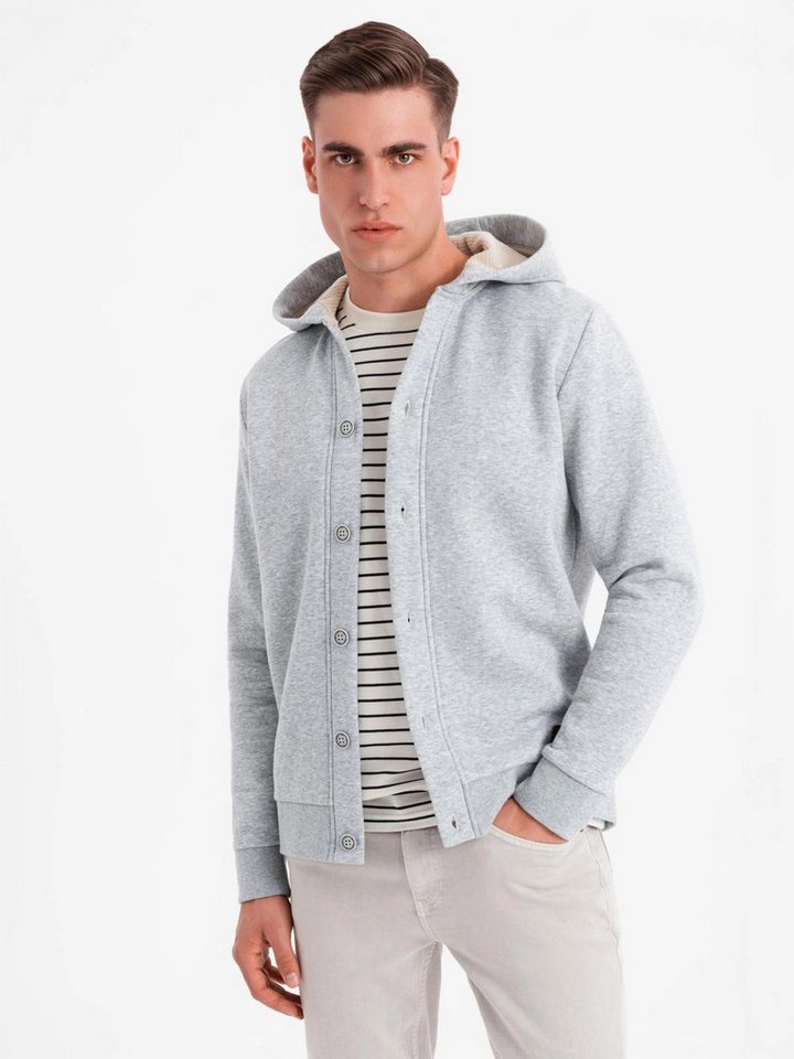 OMBRE Kapuzenpullover Kapuzenpulli mit Knopfleiste von OMBRE