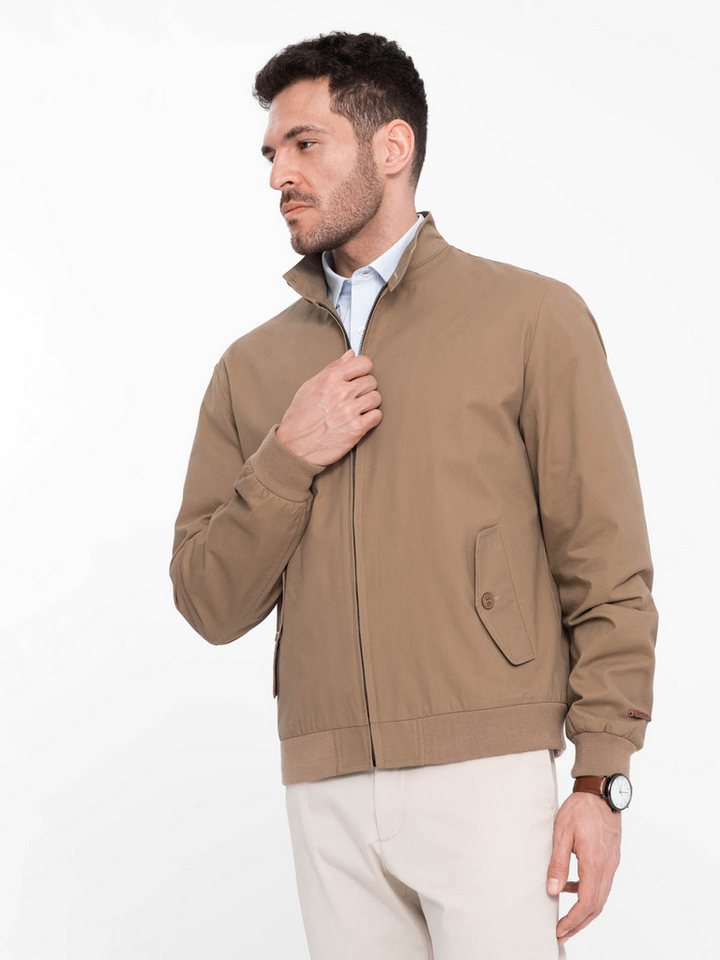 OMBRE Kurzjacke Herren-Harrington-Jacke mit Stehkragen und Karofutter von OMBRE