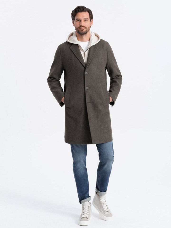 OMBRE Kurzmantel Leichter einreihiger Herrenmantel - graphit-khaki V6 OM-COWC-0104 XL von OMBRE