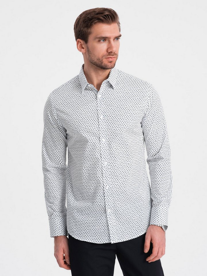 OMBRE Langarmhemd Herrenhemd SLIM FIT mit kleinem Muster von OMBRE