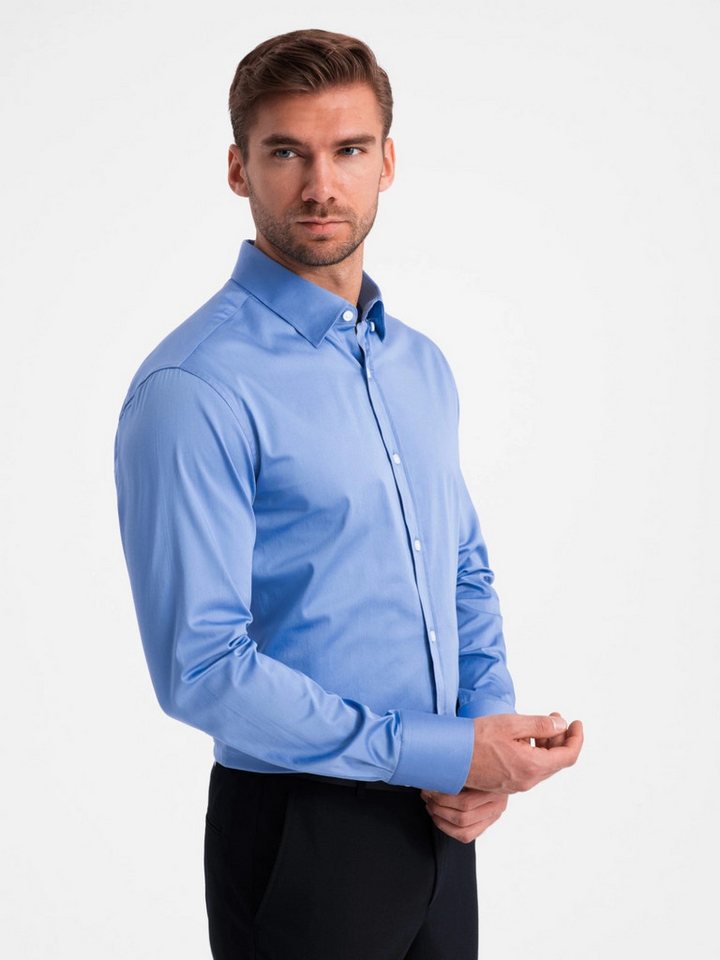 OMBRE Langarmhemd Klassisches Herrenhemd SLIM FIT aus Satinstoff OMBRE Langarmhemd Klassisches Herrenhemd SLIM FIT aus Satinstoff von OMBRE