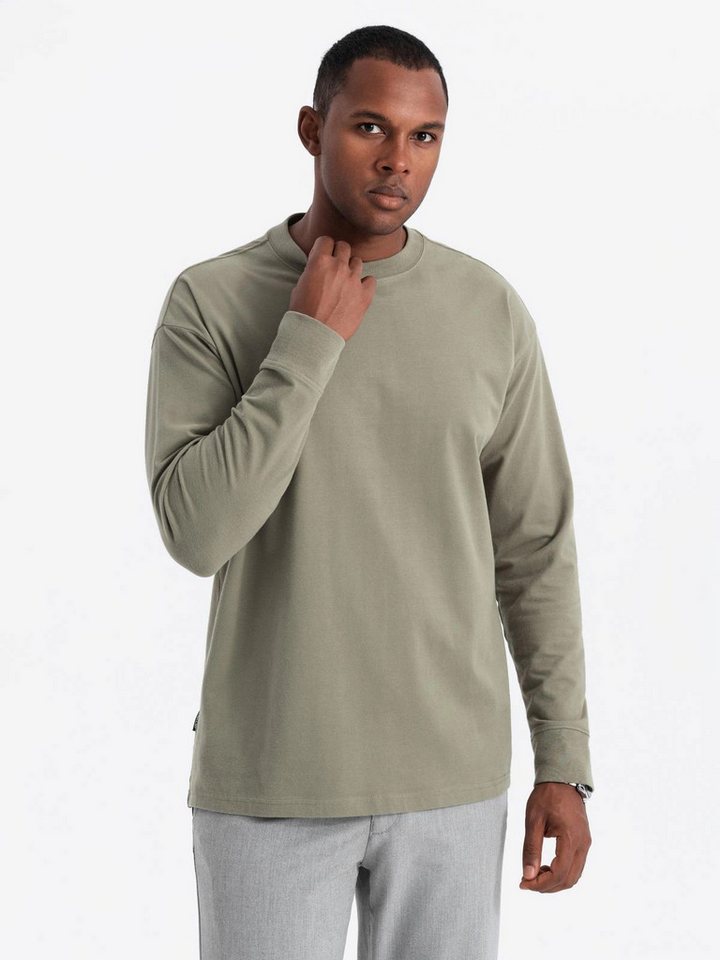 OMBRE Longsleeve Herren-Langarmshirt LOOSE FIT aus Baumwolle mit Rundhalsausschnitt von OMBRE
