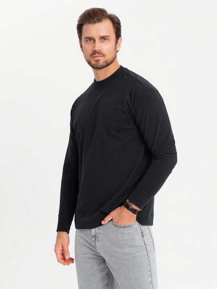 OMBRE Longsleeve Herren-Langarmshirt LOOSE FIT aus Baumwolle mit Rundhalsausschnitt von OMBRE