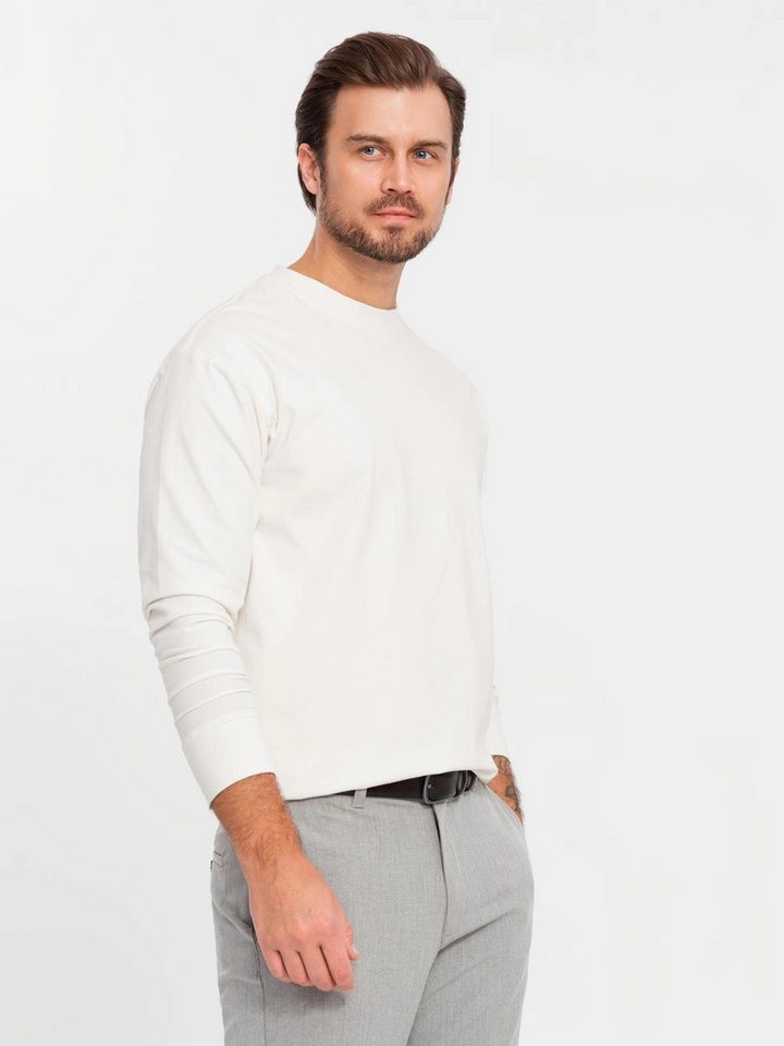 OMBRE Longsleeve Herren-Langarmshirt LOOSE FIT aus Baumwolle mit Rundhalsausschnitt von OMBRE