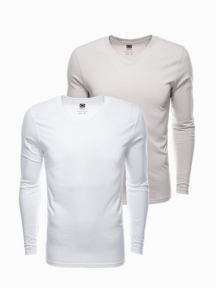 OMBRE Longsleeve Langarmshirt-Set mit V-Ausschnitt (2 Stück) von OMBRE
