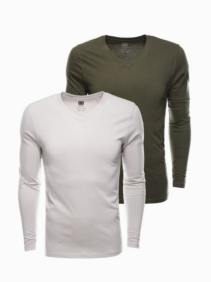 OMBRE Longsleeve Langarmshirt-Set mit V-Ausschnitt (2 Stück) von OMBRE