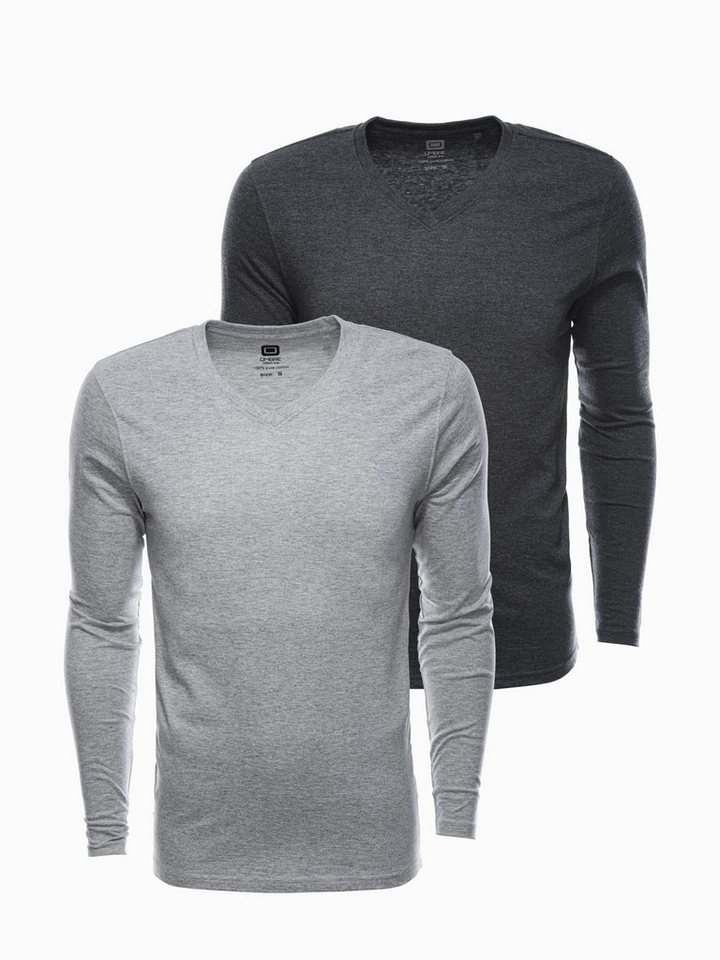 OMBRE Longsleeve Langarmshirt-Set mit V-Ausschnitt (2 Stück) von OMBRE