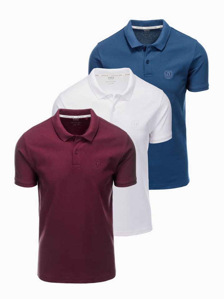 OMBRE Poloshirt Herren-Pique-Strick-Poloshirts im 3er-Pack (3er-Pack) von OMBRE