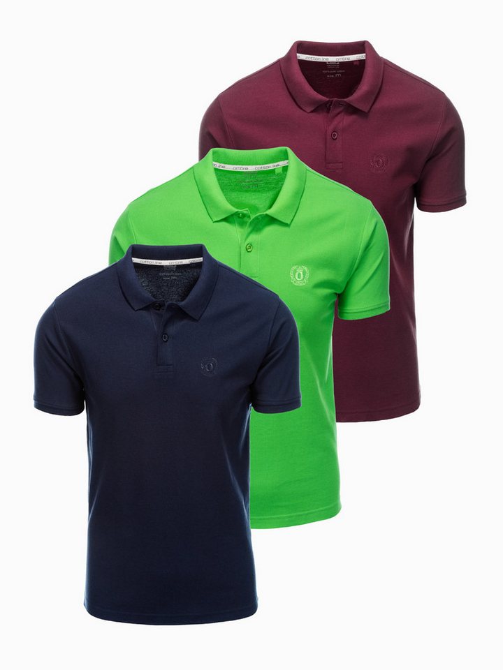 OMBRE Poloshirt Herren-Pique-Strick-Poloshirts im 3er-Pack (3er-Pack) von OMBRE