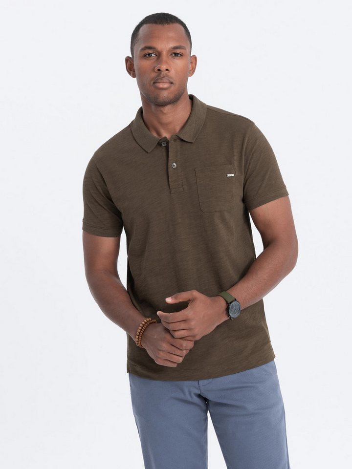 OMBRE Poloshirt Herren-Polo-T-Shirt mit dekorativen Knöpfen von OMBRE