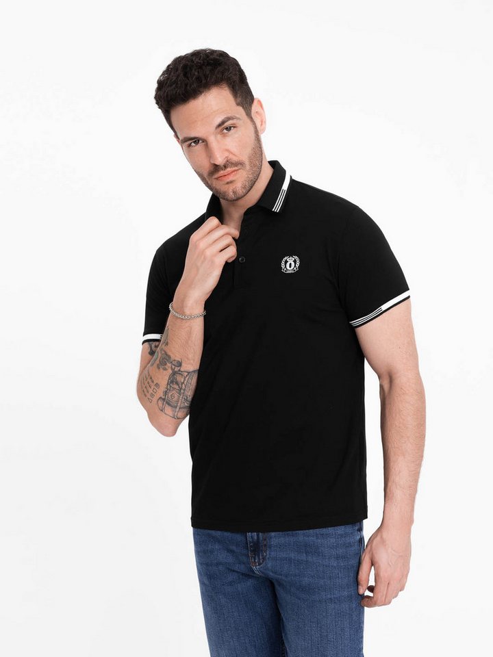 OMBRE Poloshirt Herren-Poloshirt aus Elastan mit kontrastierenden Elementen von OMBRE