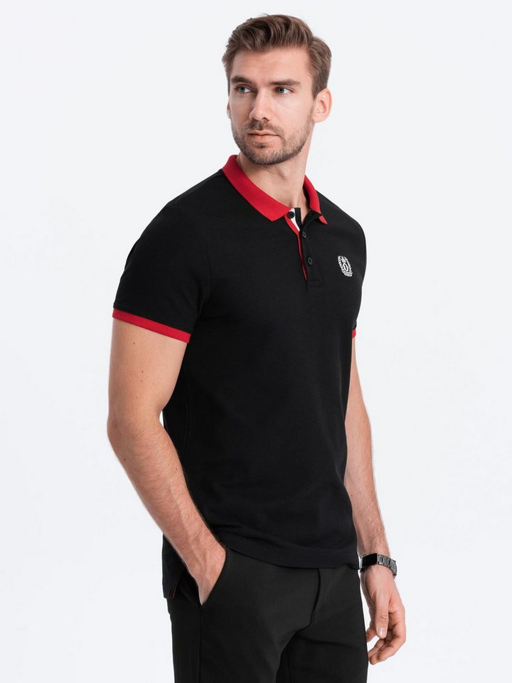 OMBRE Poloshirt Herren-Poloshirt mit farbigen Akzenten Dreifarbige Paspel mit Knöpfen von OMBRE