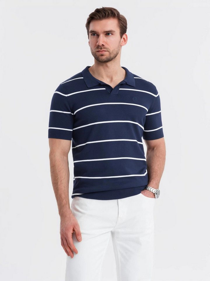 OMBRE Poloshirt Horizontal gestreiftes Herren-Poloshirt mit Viskose von OMBRE