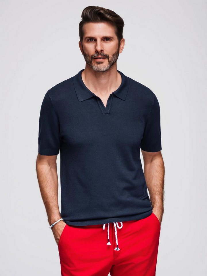 OMBRE Poloshirt Knopfloses Herren-Poloshirt mit klassischer Webart von OMBRE