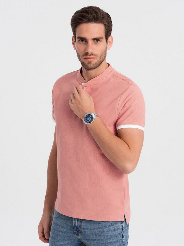 OMBRE Poloshirt Poloshirt für Männer ohne Kragen von OMBRE